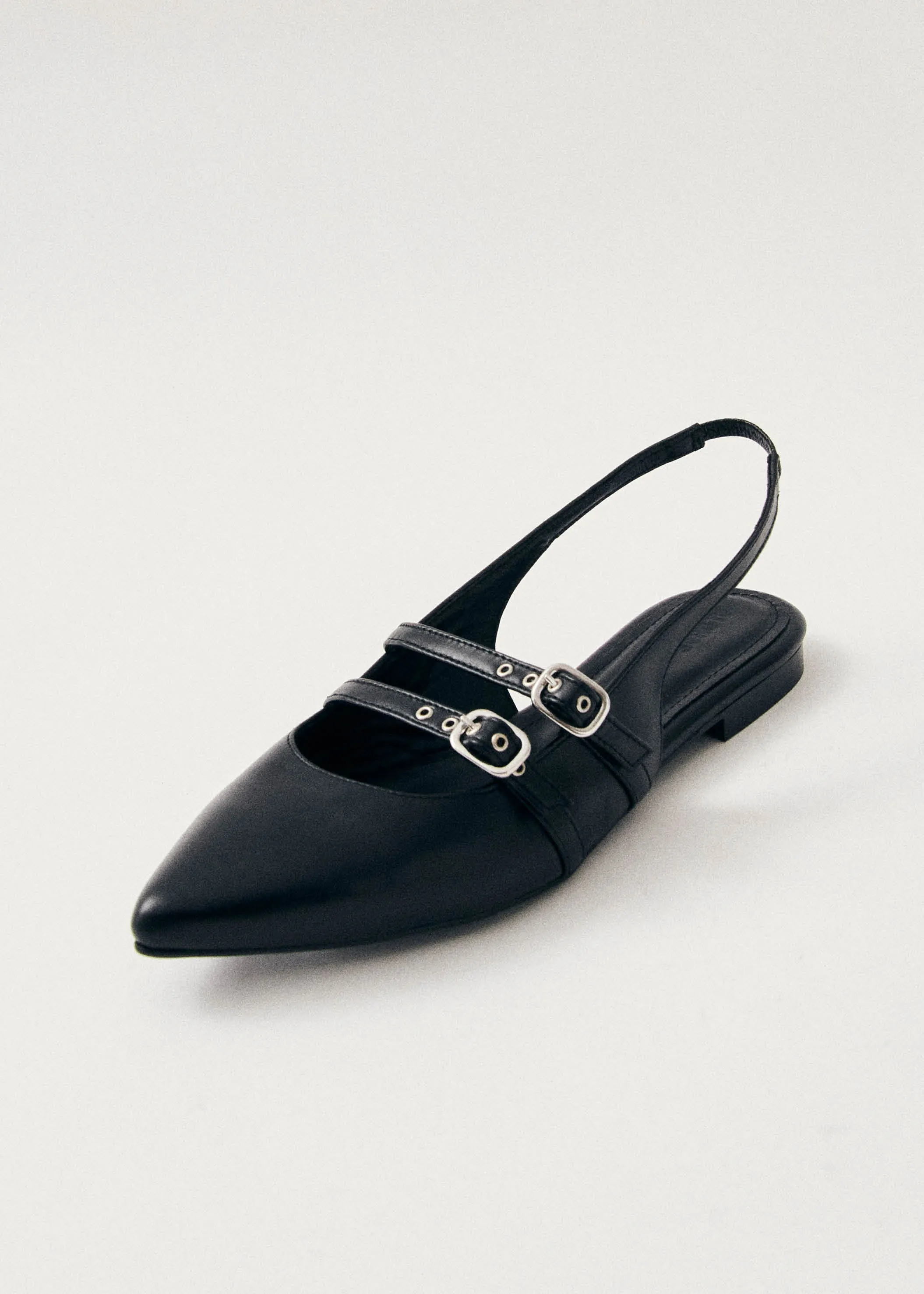 Wren Black Leather Ballet Flats