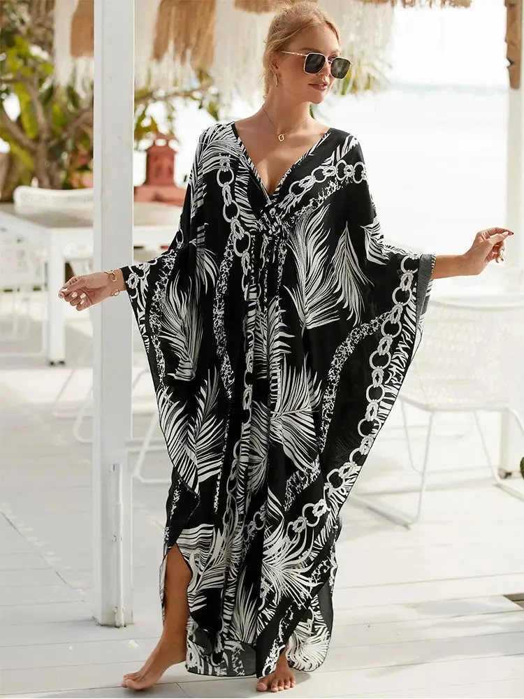 Zebra Striped Bikini Cover-ups Casual Autumn Winter Side Split Beach Dress Women Beach Wear Swim Suit Cover Up